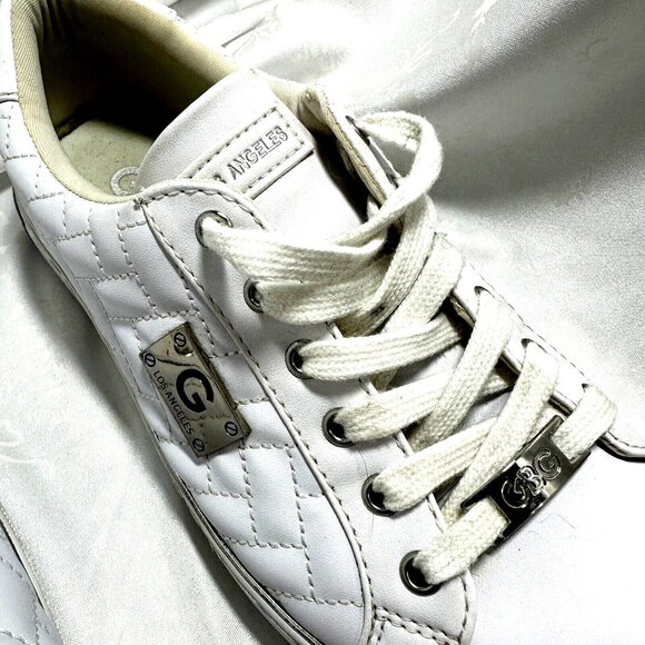 Guess GGGretchy White Quilted Sneakers Quiet Luxury Y2K Clean Girl Aesthetic 9.5 - Picture 6 of 10